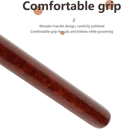 Pet Wooden Comb, Stainless Steel Pin Teeth Durable Comfortable Portable Cat Comb, Pet Wooden Brush Cat Brush Wooden Handle Cat Comb Pet Brush for Pets Dogs (Fine Tooth Comb)