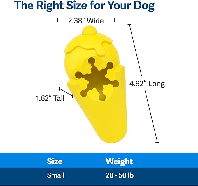 PetSafe Frosty Cone Dog Toys  Fill and Freeze Treat Holding Chew Toy  BPA Free Rubber  French Vanilla Scented  Interactive Pet Puzzle for Boredom or Separation Anxiety
