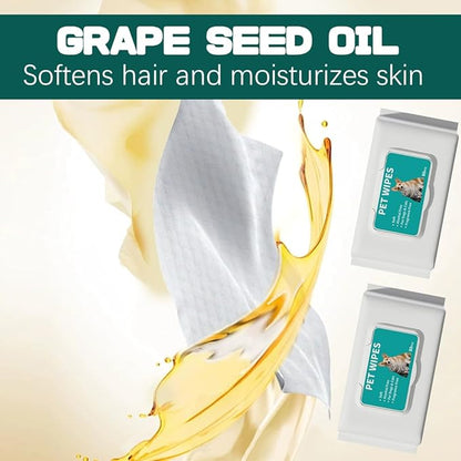 Pet Grooming Wipes for Dogs and Cats 80ct Hypoallergenic Dog Wipes Cleaning Deodorizing for Paws, Body and Butt