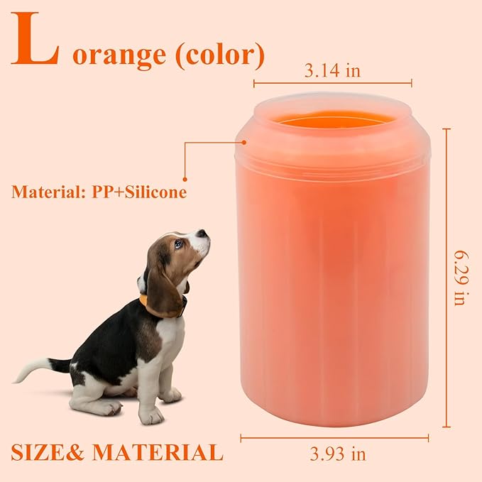 Dog Paw Cleaner Portable, Mudbuster Dog Paw Washer, Dog Foot Cleaner Cup Pet Cleaning Brush Feet Cleaner for Large Medium Breed Dogs, Orange