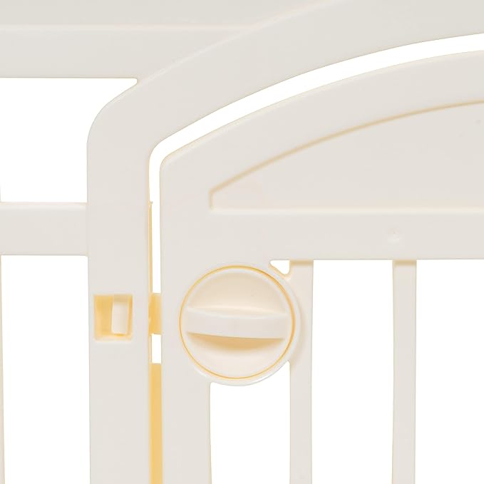 Amazon Basics 6-Panel Indoor Pet Dog Hexagonal Playpen, Puppy Playpen with Door, Easy Assemble Easy Storing, 24 in, Beige