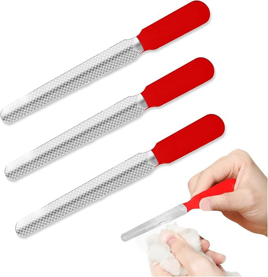 NIIIYTYB 3Pcs Dog Nail File Professional Metal Emery Boards for Dogs Cats Nail Grooming Tool for Smoothing Rough Edges Pet Filer for Large Small Breeds Puppies Toenails Safe Effective (Red)