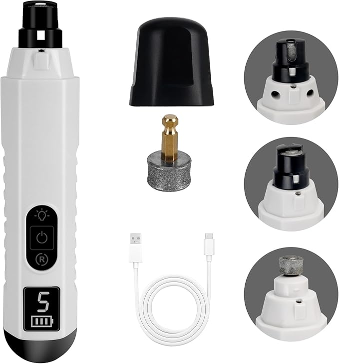 Silent Groom Pro Nail Grinder, 5 Speeds Dog Nail Grinder, Rechargeable Electric Pet Nail Trimmer File Toenail Grinder for Puppy Small Medium Large Breed Dogs & Cats