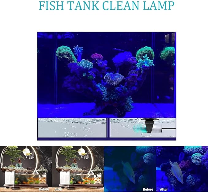 KINGYEENUO Aquarium Blue Light, 3W Submersible Aquarium Light, Fish Tank Light with Timer, Submersible Waterproof Lamp for Filter Tank Sump Swim Pool