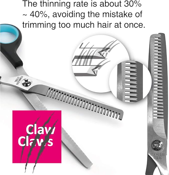7 inch Thinning Scissors with 26-Teeth Stainless Steel Blades and Wave Style Handle for for Home Hair Cutting Shears