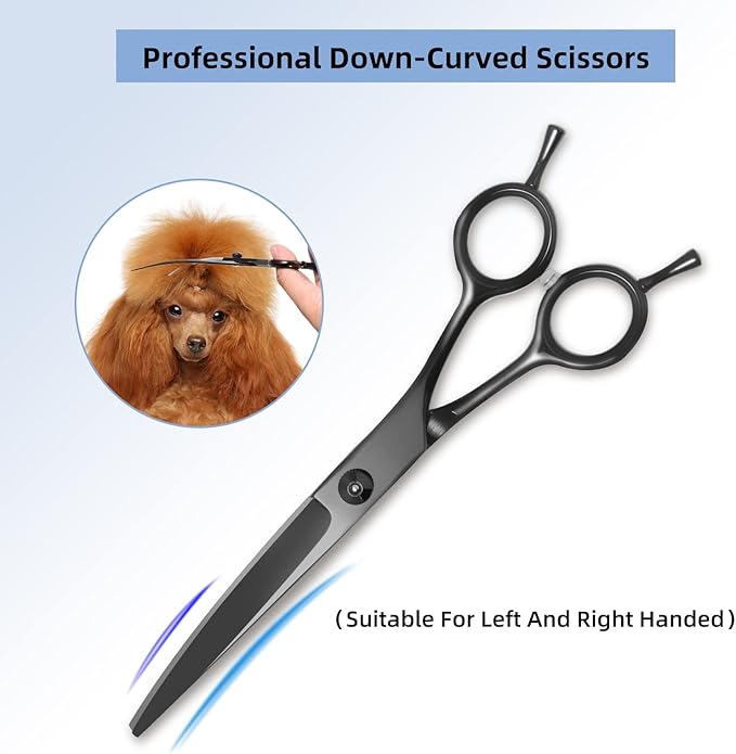 8.0 in 9CR Titanium Professional dog grooming scissors set,Grooming Scissors for Dogs Cats,Pet nail clippers,Shears, Straight,Curved,Thinning Shears,Comb for Full Body,Face, Nose,Ear,Paw