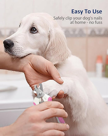 WePet Dog Nail Clippers U10.1, Dog Nail Trimmer Large Breed with Quick Sensor, Razor Sharp Blade Professional Pet Nail Clipper with Safety Guard and Nail File, Rose Pink