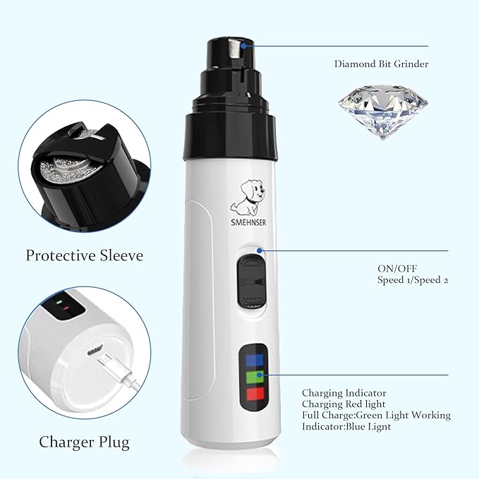 Grind Pro for Dogs,Electric Dog Nail Clippers for Dog Nail Grinders Rechargeable,Lower Noice Dog Nail Grinder,Dogs and Cats Paws Grooming Tool