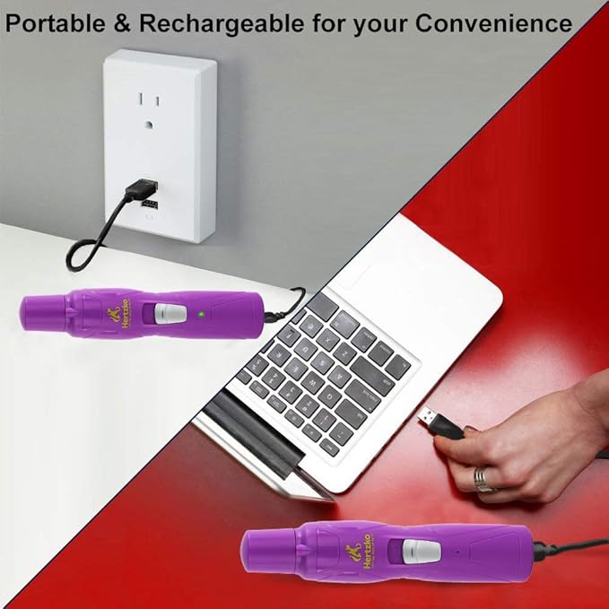 Hertzko Pet Nail Grooming Kit for Dogs and Cats - Electric Dog Nail Grinder with LED Upgrade - Pet Trimmers and Clippers - Cordless and Portable Trimmer and Clipper, 2 Grinder Bits, USB Wire