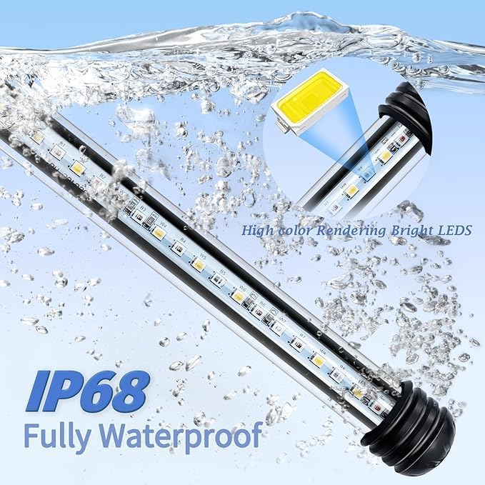 Submersible Aquarium Light for Fish Tank,Full Spectrum Fish Tank Light with Timer Auto On/Off, LED Aquarium Light Bar 3 Lighting Modes Dimmer Adjustable Brightness,23.2inch (with timer&dimmer)