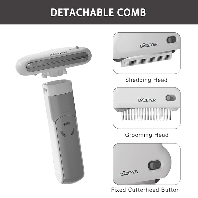 3-in-1 Cat & Dog Grooming Brush Rotatable, Dog Brush for Shedding, Stainless Steel Metal Undercoat Comb & Grooming Comb Removes Static and Reduces Shedding, White - Large Size