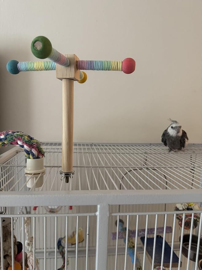 Parakeet Toys, Bird Toy Conure Grass Mat Budgie Shredder Hanging Set Cockatiel Foraging Toys Parrot Climbing WallToy Lovebird Cage Accessories for Small Birds (360 Spinning Toy)