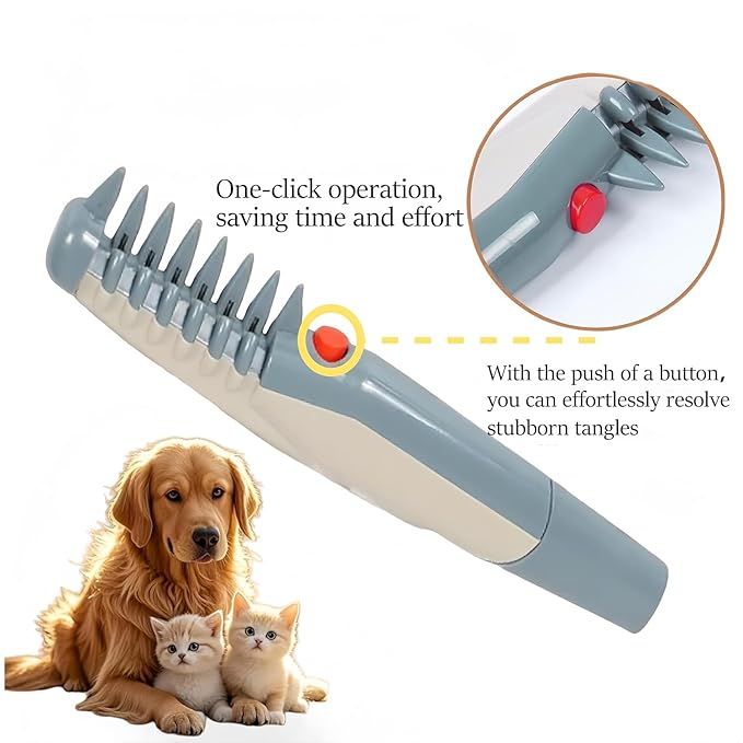 Cat Brush for Shedding - Electric Adjustable Dogs Comb, Comb and Trim 2-In-1 Pet Hair Removal Tool, Suitable for Detangling Tangled Hair on Cats and Dogs (1 Pcs)
