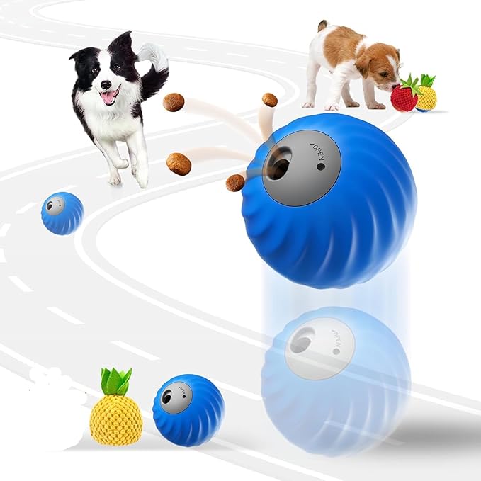 Zoomie Buddy 2.0 Interactive Dog Toys,MotionActivated Moving Dog Toy for Small/Medium Dogs,Enrichment Toys for Dogs, Dog Feeder Puzzle Toy, Dog Track Food Leaking Ball. (Blue)