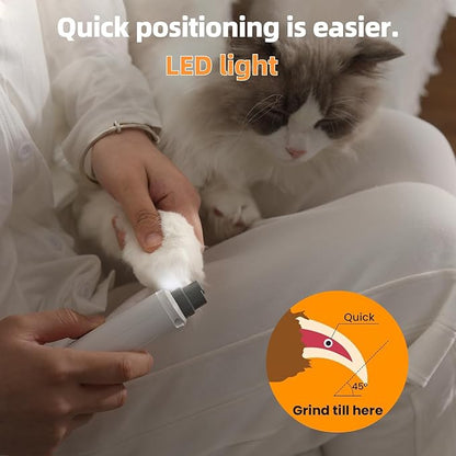 Dog Nail Grinder Powerful Rechargeable Electric Pet Nail Clippers Grooming & Smoothing for Large Medium Puppy and Cat, Dogs Nail File Cat Nail Trimmer-White