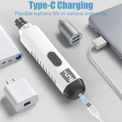 Dog Nail Grinder, Dog Nail Trimmers and Clippers Kit, 5 Speeds Nail Grinder for Dogs, Rechargeable Dog Nail Grinder with LED Light, Nail Grinder for Dogs Quiet, Nail Trimmer Nail Grinder for Dogs Cats