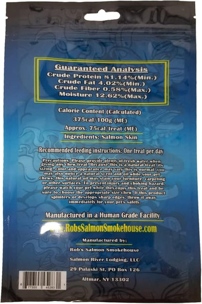 Smoked Salmon Skin Dog Treats - All Natural - Single Ingredient