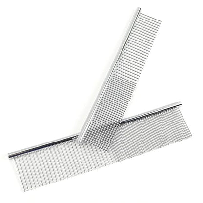 2-Pack Pet Steel Combs Dog Cat Comb Tool for Removing Matted Fur, Prevents Knots and Mats for Long and Short Haired Pets