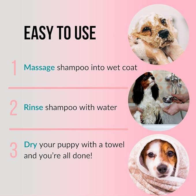 8 fl oz Tearless Puppy Shampoo and Conditioner - Anti Itch Dog Shampoo Sensitive Skin - Coconut Oil Oatmeal Pet Shampoo for Puppies