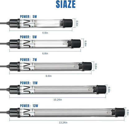 9W Aquarium UV Light for 60-180 Gallon Fish Tank Green Clean Light 9 inch