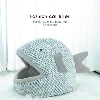 La La Pet® Plush Cat Bed Cave Calming Washable Pet House Bed Selfwarming Pet Bed Foldable Cat Sleep Tent Dog Nest Soft Puppy House Bed for Cats and Small Dogs(Gray,S)