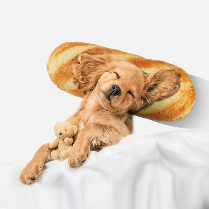 HOMBYS Large Dog Pillow for Large, Medium & Small Dogs, Cute Baguette Designs Dog Claming Pillow for Neck Support, Improve Anxiety Relief-20"x7.5"x4"