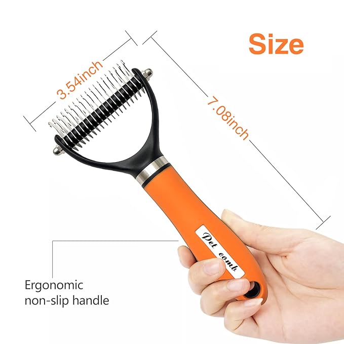 Dog Brush for Shedding - Reduce Dog Hair with Our Dog Brush, dog hair brush, deshedding dog brush, long hair dog brush(Orange Set)