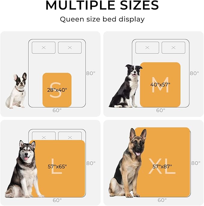 Luciphia Waterproof Bed Blanket Washable, Soft Sherpa Fleece Puppy Reversible Throw Blankets for Medium Large Dog Cat, Furniture Cover Protector Couch from Liquid Pee and Pet Fur, Light Grey,65" x 57"