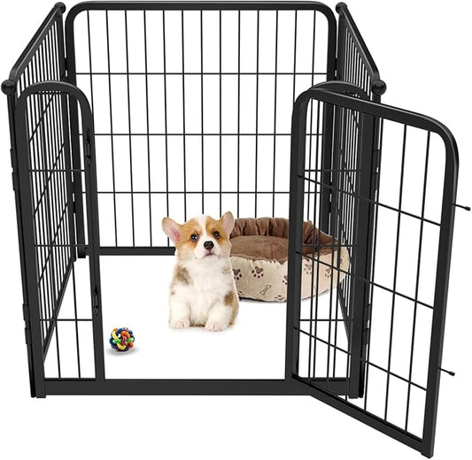 FXW Homeplus Dog Playpen for Indoor Use - Stress-Free and Safe Play, Heavy Duty 24 Inch 4 Panels Dog Pen for Puppies and Small Dogs, Black_atented