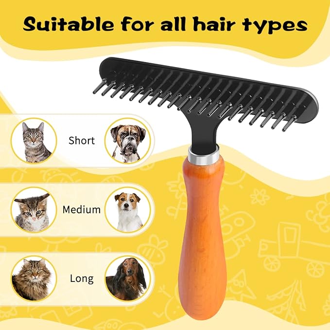 1 Pack Carpet Rake Portable, Pet Hair Remover, Portable Dog Cat Hair Remover Lint for Hairball, Single Row Pins Shedding and Undercoat Rake Comb for Dogs and Cats Safe Grooming & Deshedding Brush