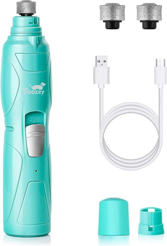 Toozey Dog Nail Grinder with LED Light, Professional 2-Speed Electric Pet Nail Trimmer with 2 Grinding Wheels, Rechargeable Quiet Dog Nail File Painless Paws Grooming for Small Medium Large Dog & Cat