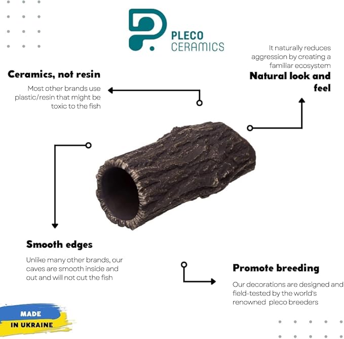 Plecoceramics Pleco Cave Natural Breeding Ceramic Decorations Fish Tank Aquarium Medium Size (6 pcs)