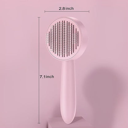 Cat Brush for Shedding,Pet Grooming Self Cleaning Slicker Brush,Removes Mats,Tangles and Loose Hair,Shedding Brush for Short or Long Haired Cats Dogs (Pink)