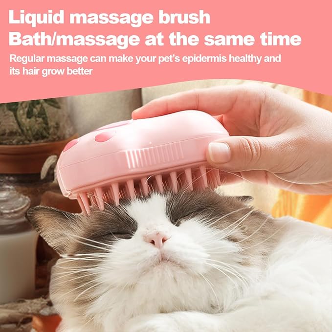 Cat Steamy Brush Dog brushes Cat Claw Pet Brush for Shedding Grooming, Lightweight Skin Friendly Pet Brush Hair Removal Comb Brushes for Long or Medium Haired Cats(Pink)