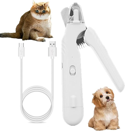 Dog Nail Grinder & Nail Clippers 2-in-1 Upgrade, Professional Electric Rechargeable Pet Nail Trimmer Painless Claw Grooming and Smooth, for Small, Medium, Large Dogs & Cats (White, Electric)