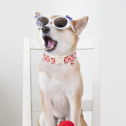 Valentine's Day Dog Collar - Cute Pink Valentines Dog Collar Girl Boy Durable Adjustable Spade Heart Pattern Charm Dog Collars for Small Medium Large Dogs XL