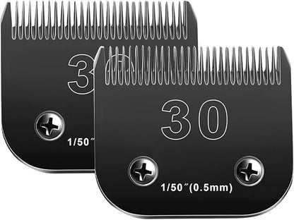 30 Blades Dog Grooming Blades Compatible with Andis/Oster A5/Wahl KM-10 Series Dog Clippers,Detachable Dog Clipper Replacement Blades,Black,(30#/2PCS)