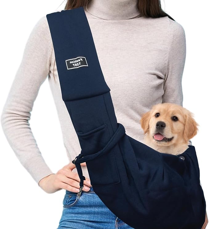 Dog and Cat Sling Carrier, Dog Carrier with Adjustable Opening Strap, Travel Bag for Small Dogs and Cats, Outdoor Travel Sling Carriers (Blue)