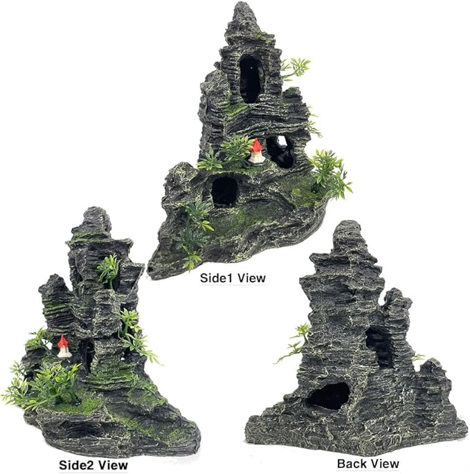 Aquarium Decorations Large and Tall Large Aquarium Decoration for Fish Tank Decorations Fish Tank Ornaments Mountain View Stone Ornament Tree Rock Cave Artificial Fishtank Ornament