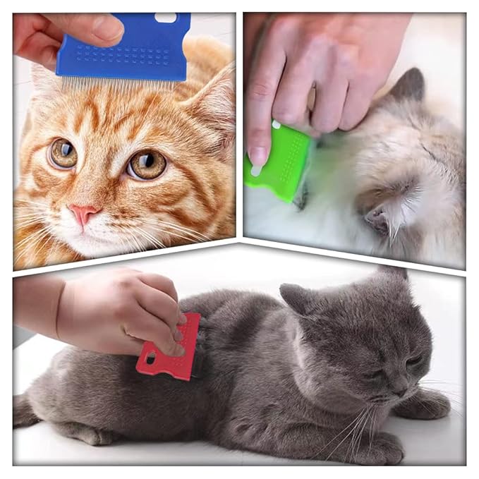 6 Pcs Dog Cat Hair Removal Massaging Combs, Dandruff & Stain Remover (Random Colour)