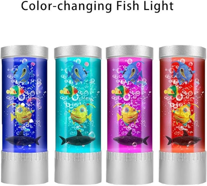 Fish Lamp Aquarium Artificial Fish Tank Bubble Color-Changing Mood Light Decorations for Home Office Decor Great Gifts for Kids