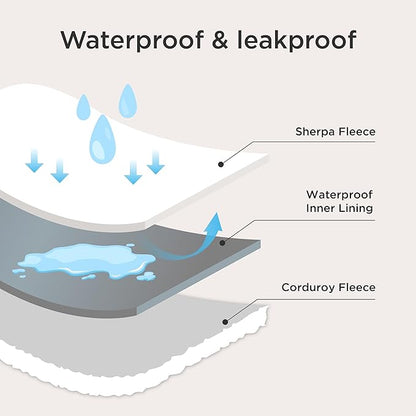 Bedsure Waterproof Dog Blankets for Large Dogs - Soft Pet Cat Blanket Corduroy Fleece for Bed Protector Washable, Cozy Calming Reversible Furniture Protection for Puppy,60"x80", Warm Grey