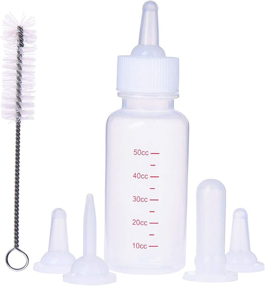 DoubleWood Pet Nursing Bottle Kits Nursing Bottle Kits Replacement Nipple Cat Feeding Bottle for Newborn Kittens, Puppies, Rabbits, Small Animals