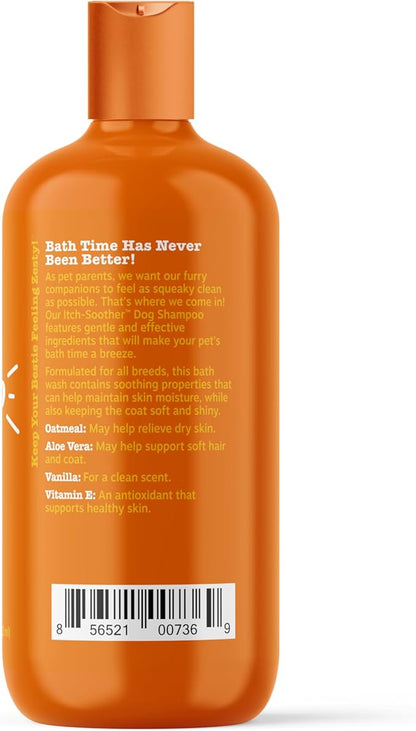 Dog Shampoo with Oatmeal & Aloe Vera - Grooming Pet Wash for Itchy & Sensitive Skin + Dandruff & Coat - Gentle Anti Itch Formula - Vanilla Bean Scent - 16 OZ