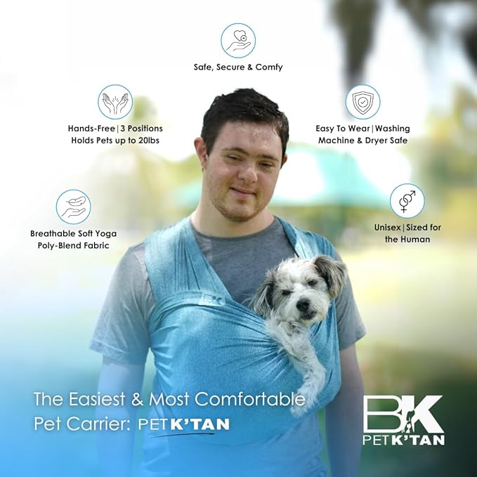 Pet K'tan Dog Sling Carrier: Hands Free for Small & Medium Dogs - #1 Pet Travel Accessory & Gift -Bond with New Puppy- Safe Durable Soft-Hands Free - Cats & Small Animals Anti-Anxiety-Sized for Human