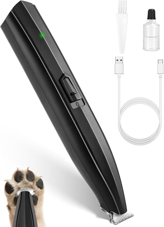 Dog Paw Trimmer for Grooming, Cordless Rechargeable Dog Clippers with Widened Blade, Low Noise Electric Cat Precision Shaver for Small Pet's Hair Around Eyes, Faces, Ears, Paws, Rump(Black)