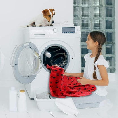 Comsmart Dog Blankets for Small Dogs, 6 Pack Puppy Blanket Cute Paw Print Pet Blanket for Dog, Puppy, Cat, Kitten, 39x31 inches, Red