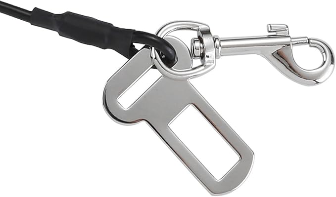 Dog Leash for Car, Stainless Steel Cable Chew Proof Dog Tetherï¼_et Vehicle Restraint Tetherï¼_og Lead with Double Clip Buckle Latch (40 inch)