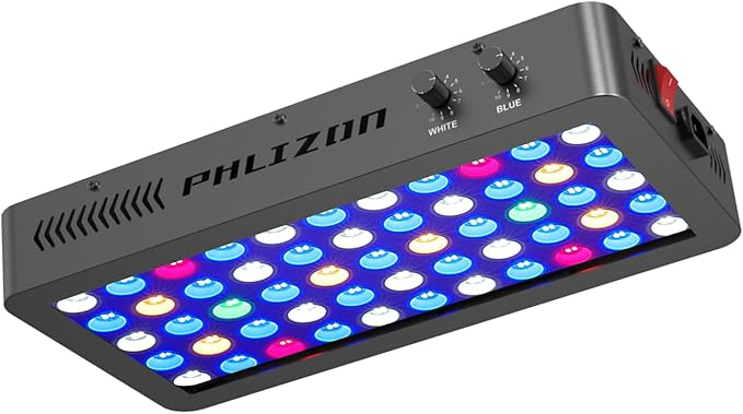Phlizon 165W Dimmable Full Spectrum Aquarium LED Light Daisy Chain Funciton Fish Tank Light LED Reef Decoration for Saltwater Freshwater Fish Coral Reef (16"x8"x2.4")