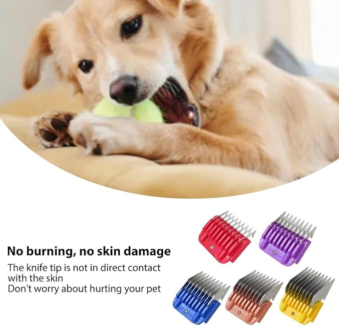 5 Pcs Stainless Steel Pet Clipper Guide Comb Kit for Andis Oster A5 Wahl KM10 Series Clipper Detachable Blade